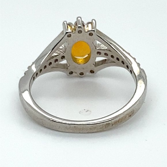 White Precious Opal .60ct Platinum Finish Solid 925 Sterling Silver Ring - Picture 6 of 7